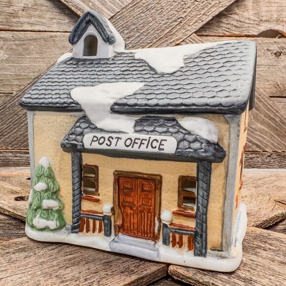 1991 Vintage Americana Porcelain Collectible  Post Office Light Up Building-6"H - Picture 2 of 9